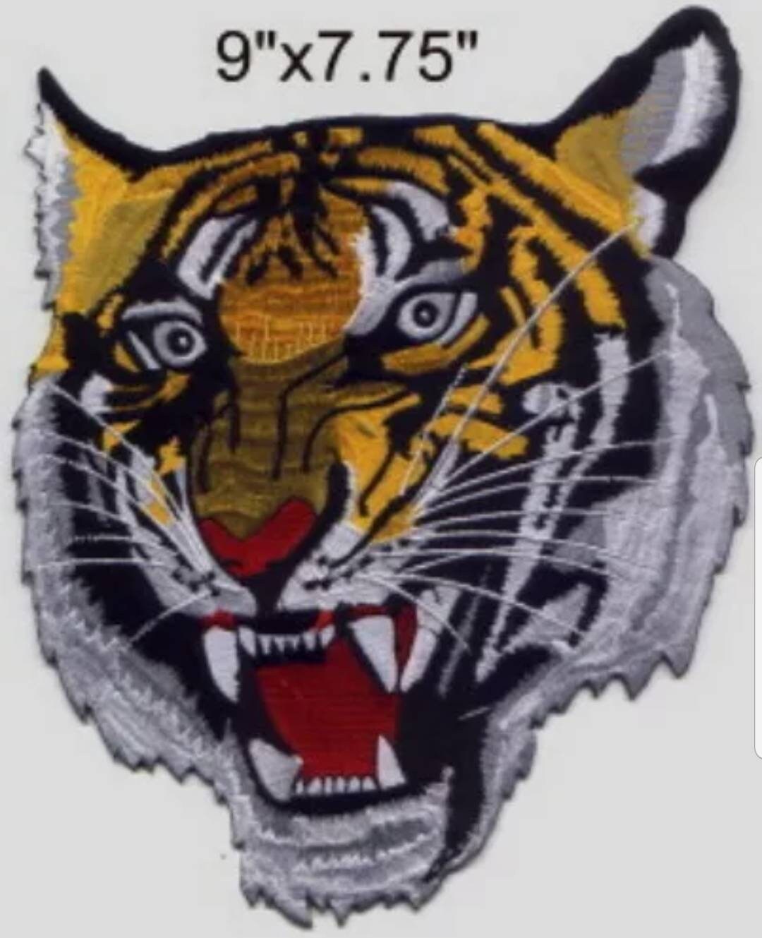 Lot of 5 Pcs Large Tiger Head Embroidered Patches 9"x7.75" iron-on