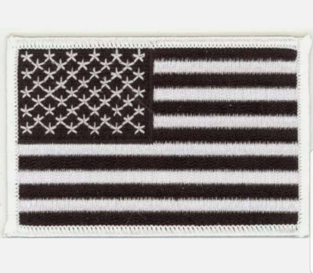 200 Pcs Wholesale USA Flag (B/W) Embroidered Patches 3.5"x2.25" iron-on