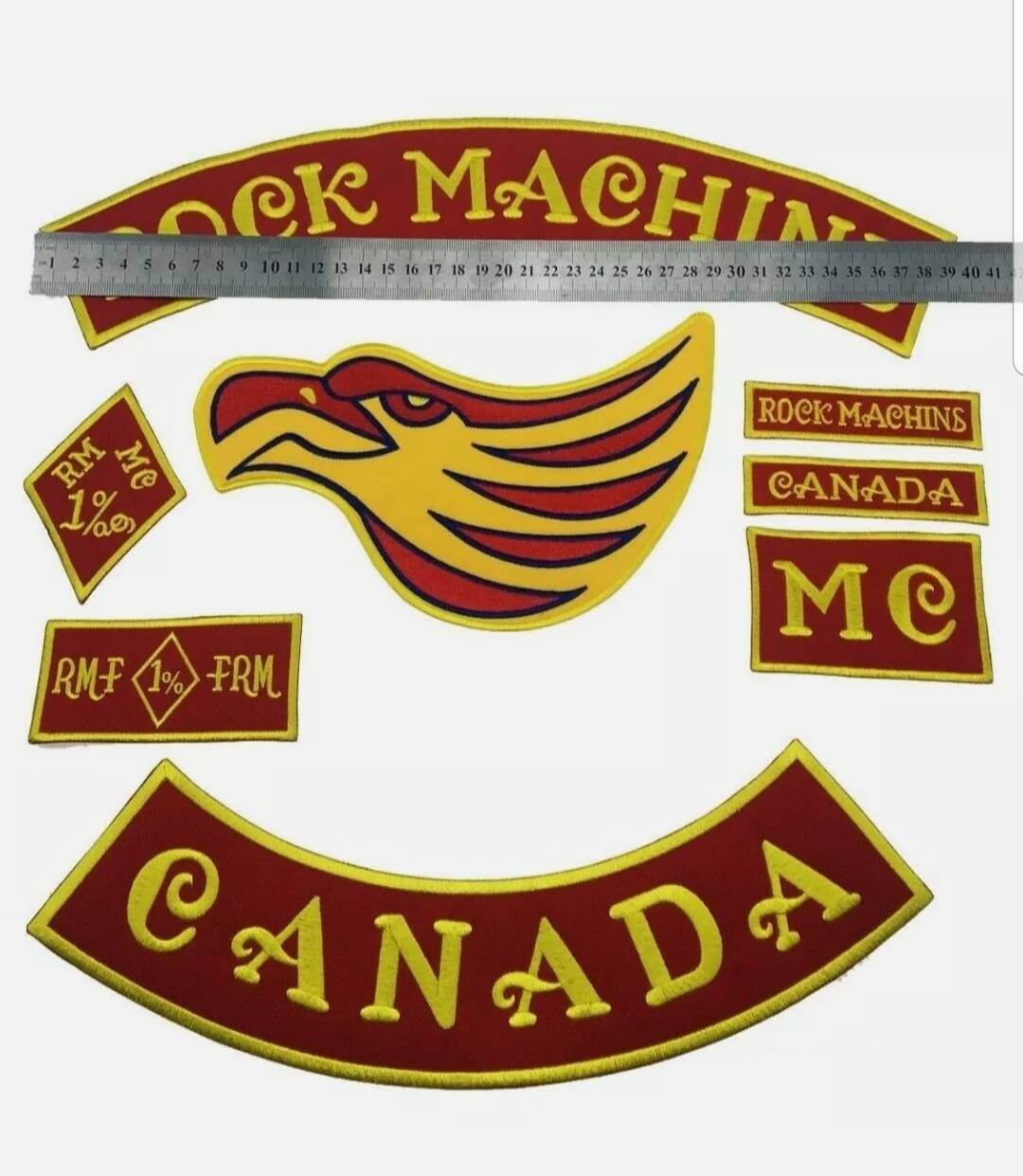 Newest Rock Machine Embroidery Patches In Red For Biker Vest Rock Motorcycle MC