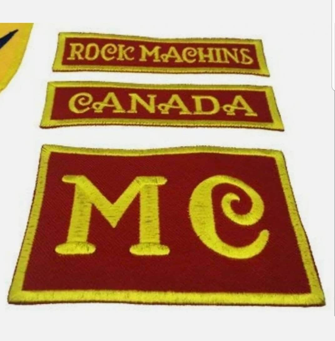 Newest Rock Machine Embroidery Patches In Red For Biker Vest Rock Motorcycle MC