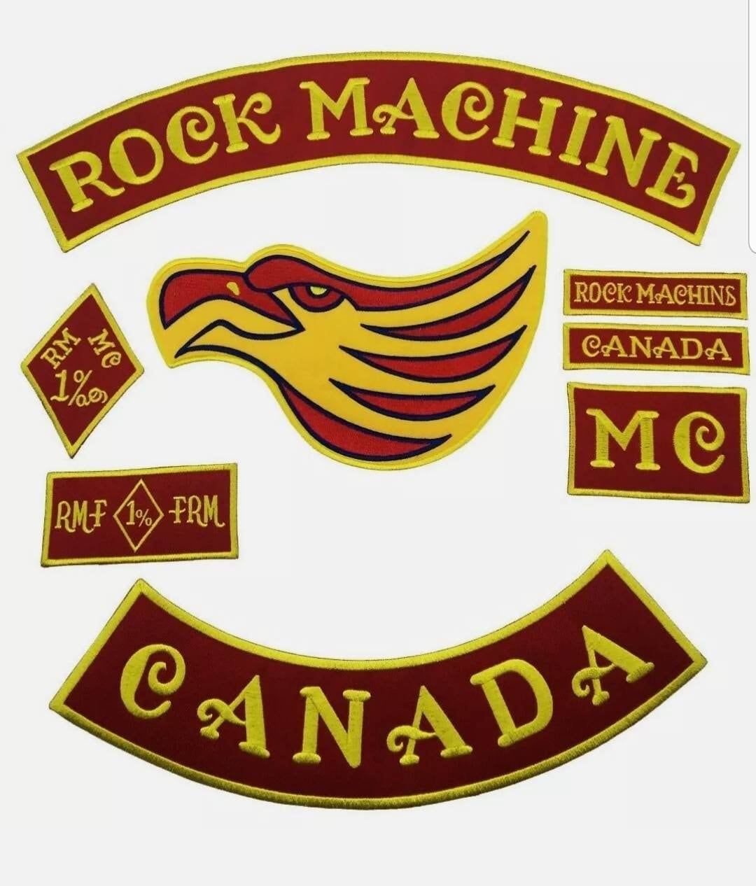 Newest Rock Machine Embroidery Patches In Red For Biker Vest Rock Motorcycle MC