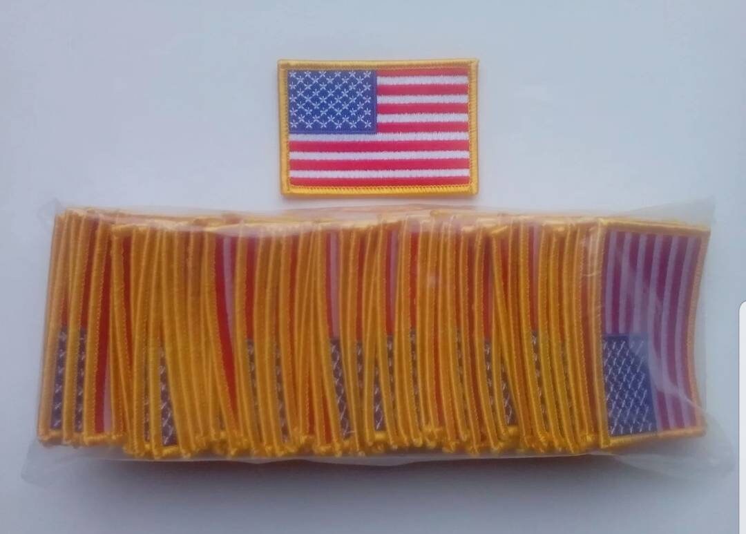 200 Pcs Wholesale USA Flag (G) Embroidered Patches 3"x2" iron-on