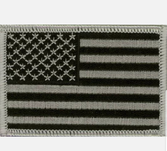 200 Pcs Wholesale USA Flag (Black/Gray) Embroidered Patches 3"x2" iron-on