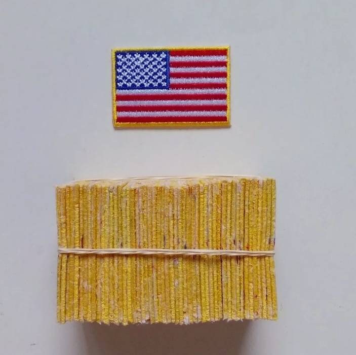 50 Pcs USA American Flag (G) Embroidered Patches 1.13"X1.75" iron-on