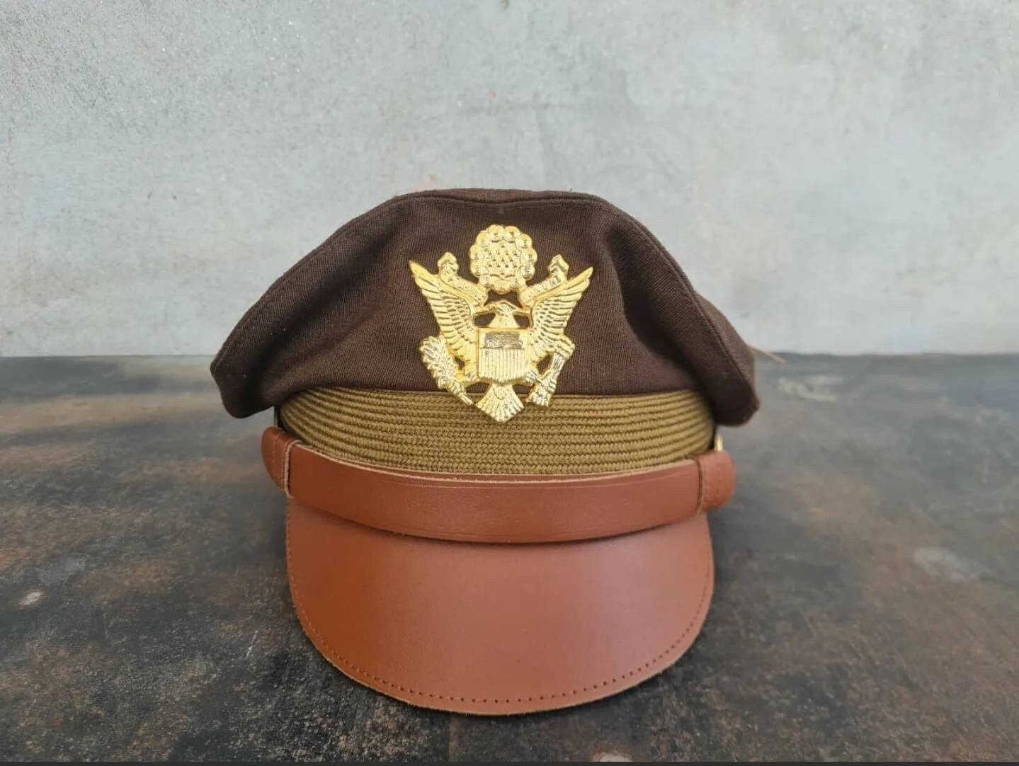 WW2 US Army Aircorps Military Officers Pilots Visor Crusher Hat Cap