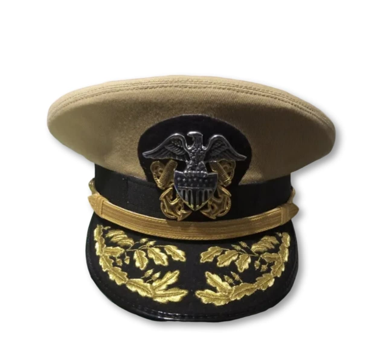 WWll US NAVY Commander Admiral Rank Khaki and White Hat CAP in all sizes