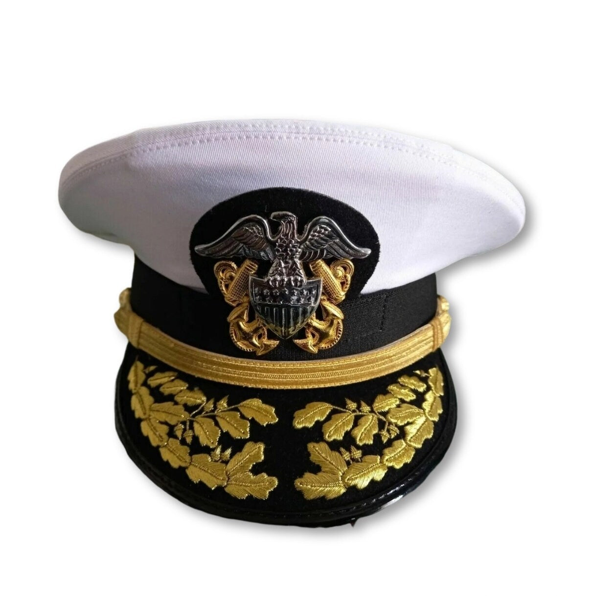 WWll US NAVY Commander Admiral Rank Khaki and White Hat CAP in all sizes