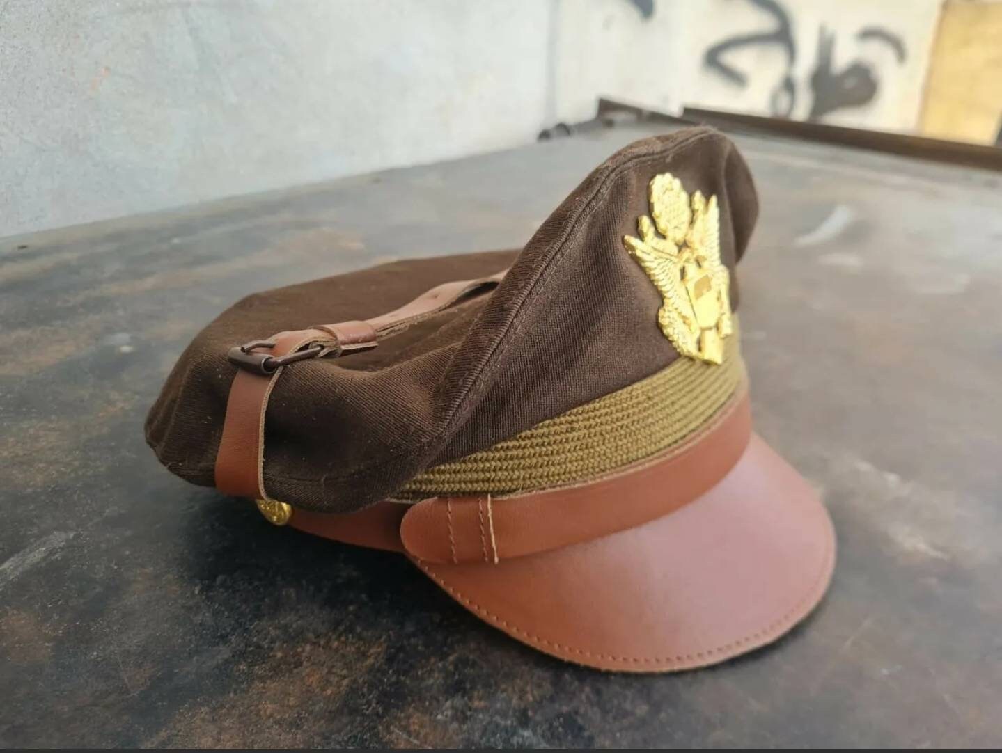 WW2 US Army Aircorps Military Officers Pilots Visor Crusher Hat Cap