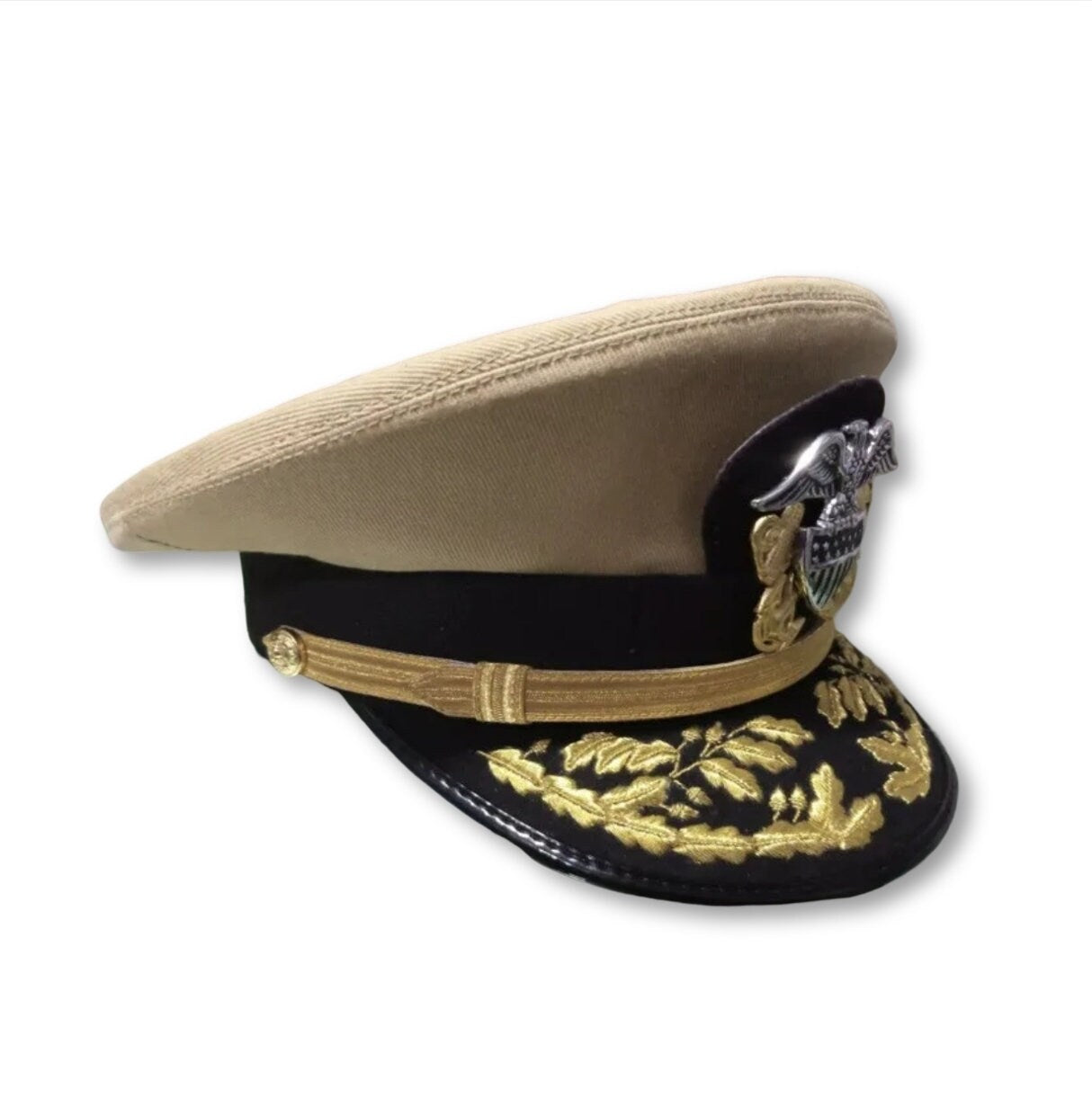 WWll US NAVY Commander Admiral Rank Khaki and White Hat CAP in all sizes