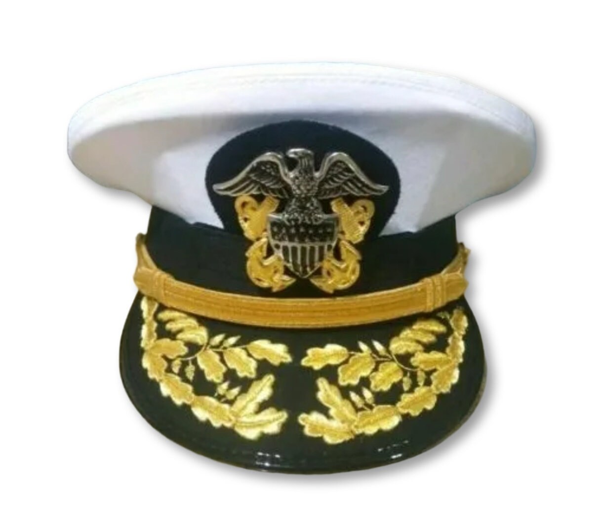 WWll US NAVY Commander Admiral Rank Khaki and White Hat CAP in all sizes