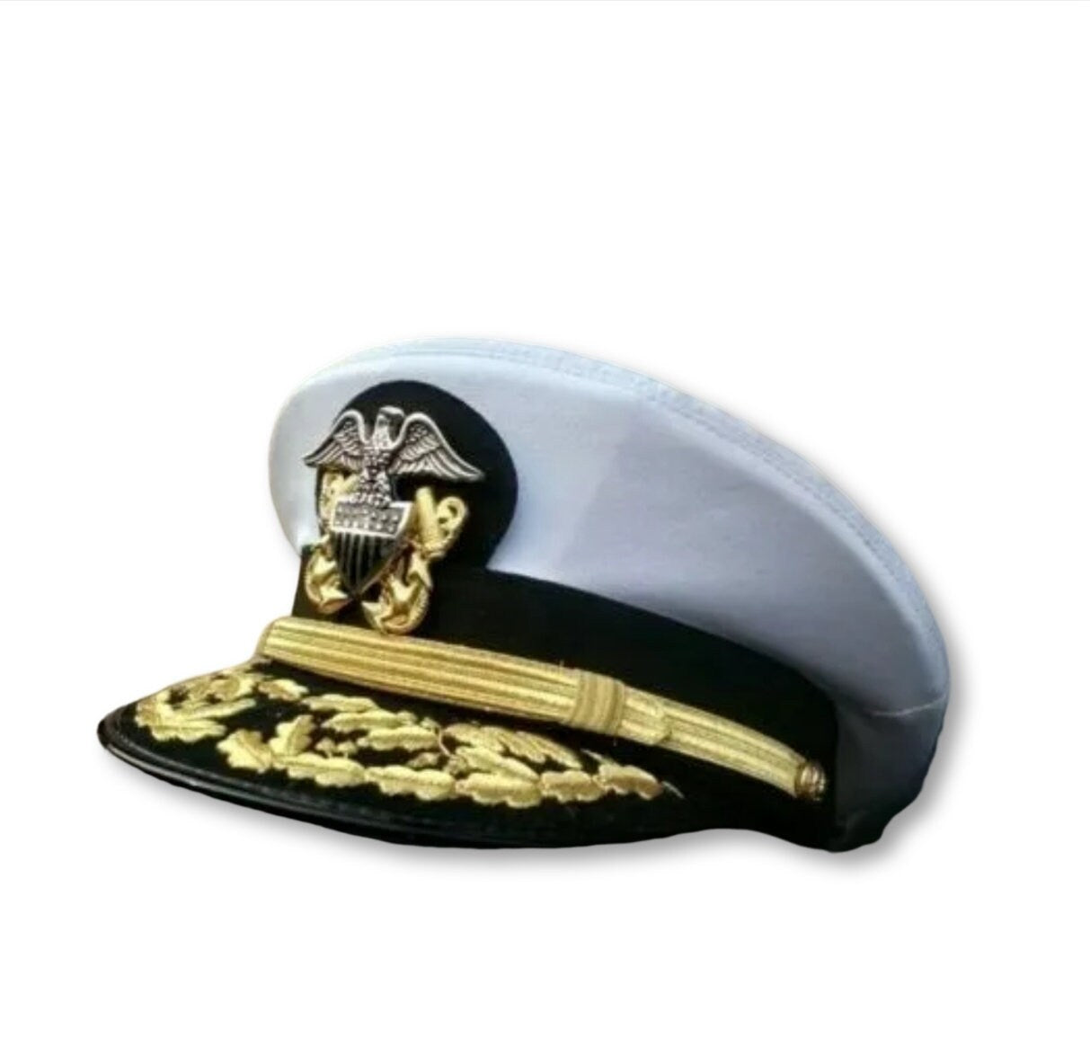 WWll US NAVY Commander Admiral Rank Khaki and White Hat CAP in all sizes