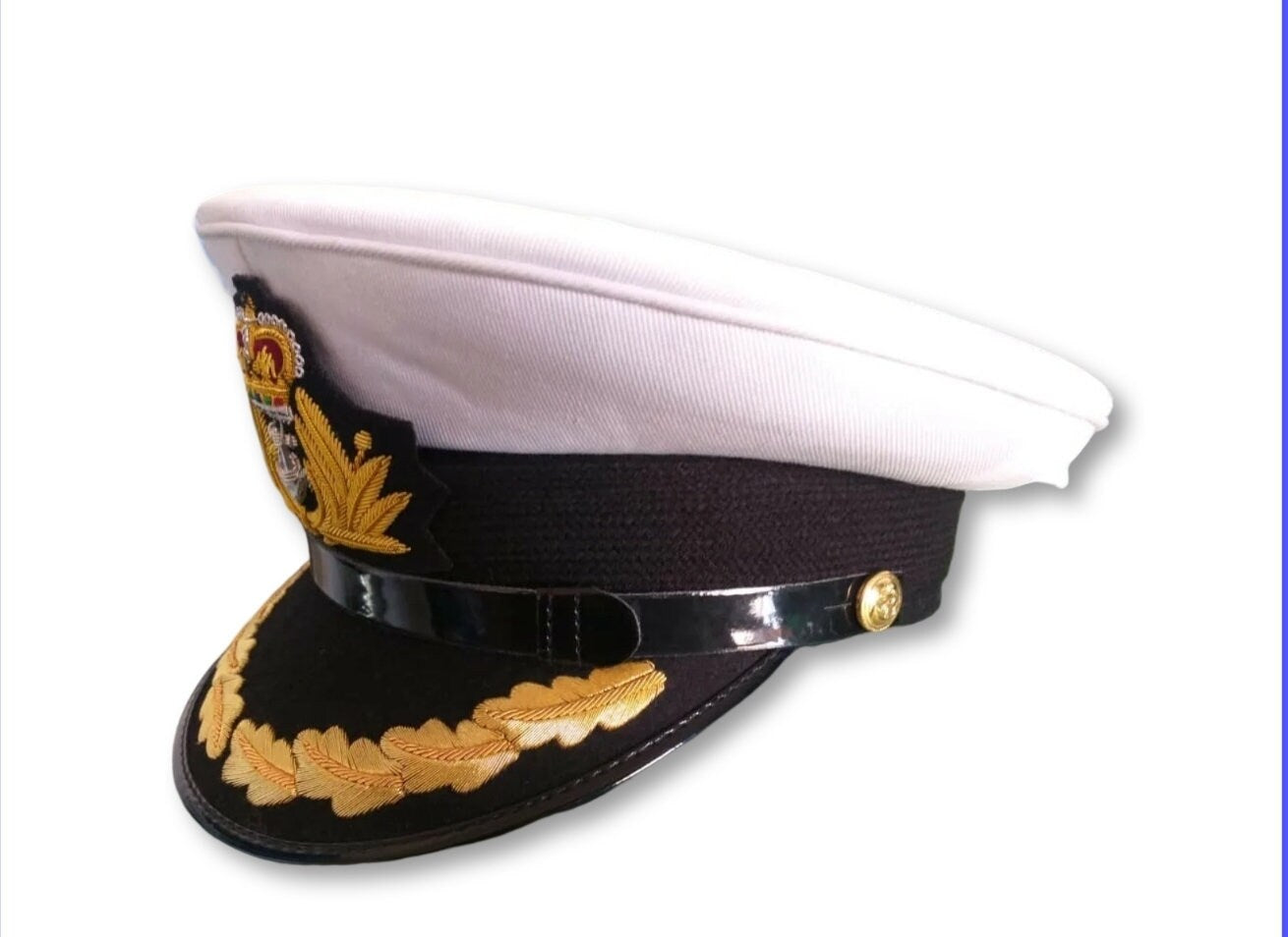 British Royal Navy Captain / Commander Officers Peaked Cap / Hat Queens Crown