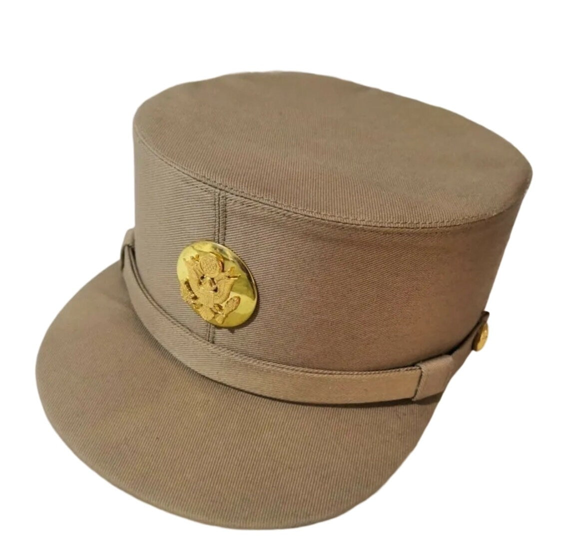 New Reproduction WWII Enlisted Khaki Cotton WAC Hobby Hat All Sizes