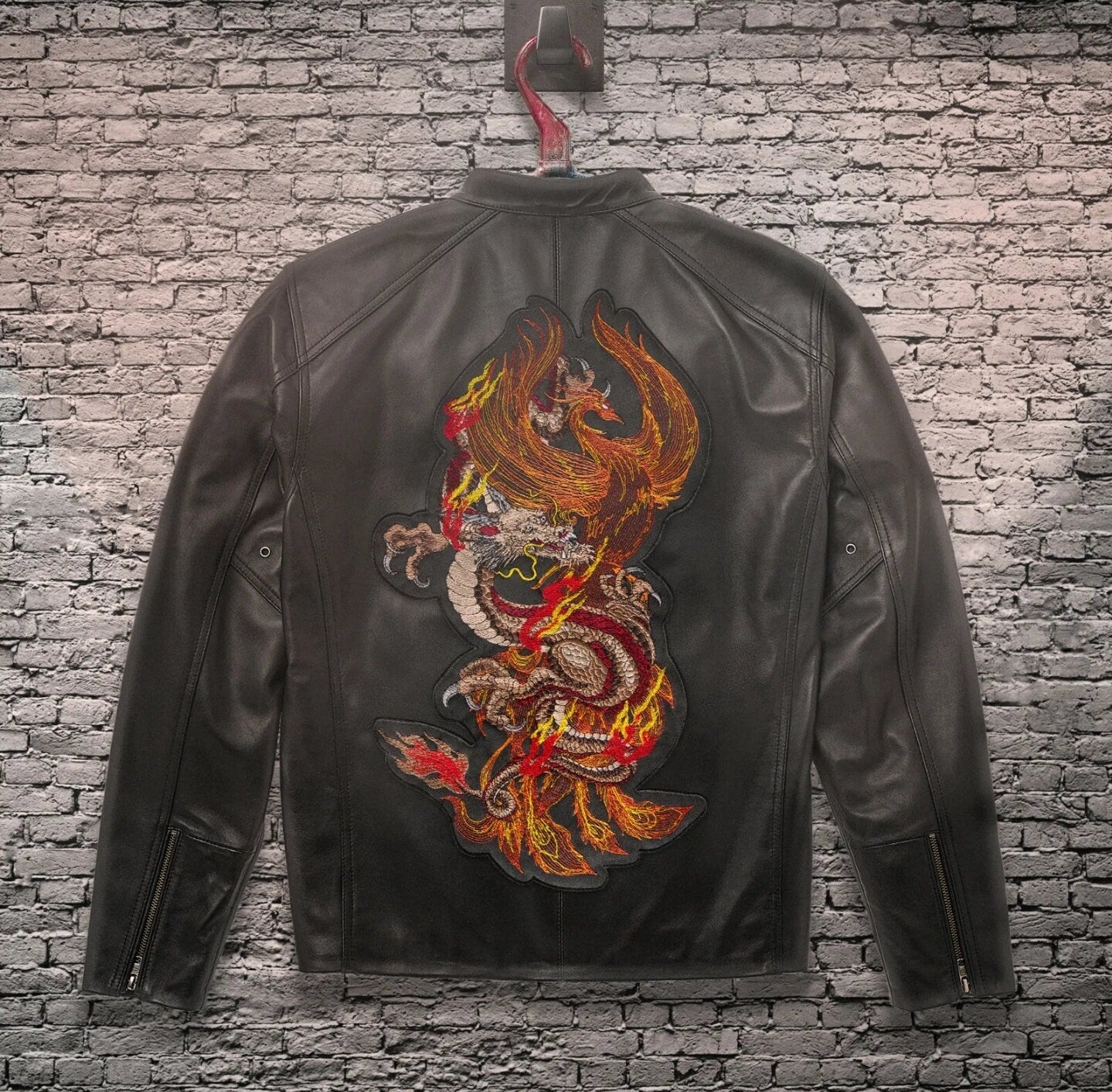 Large Back Patch Embroidered Dragon Phoenix Fire Bird Japanese Jacket Iron On