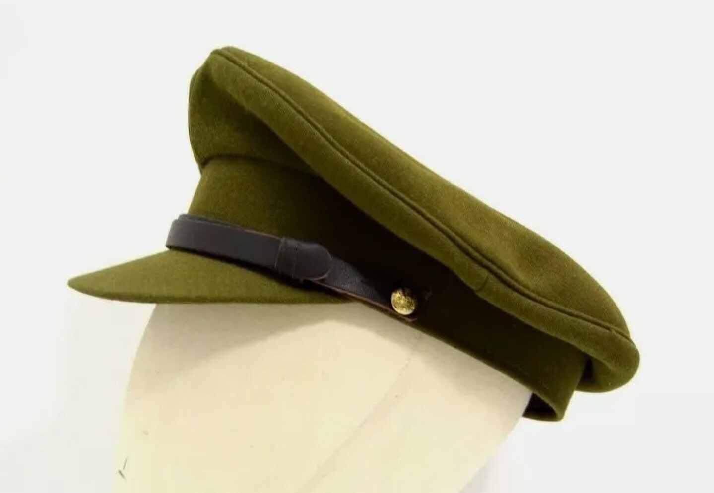 British Army 1940's Khaki Peak Cap WWII Officers Style Dress Uniform Hat WW2