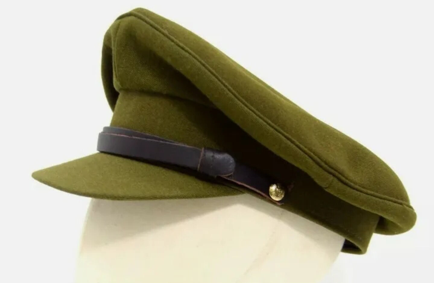 British Army 1940's Khaki Peak Cap WWII Officers Style Dress Uniform Hat WW2