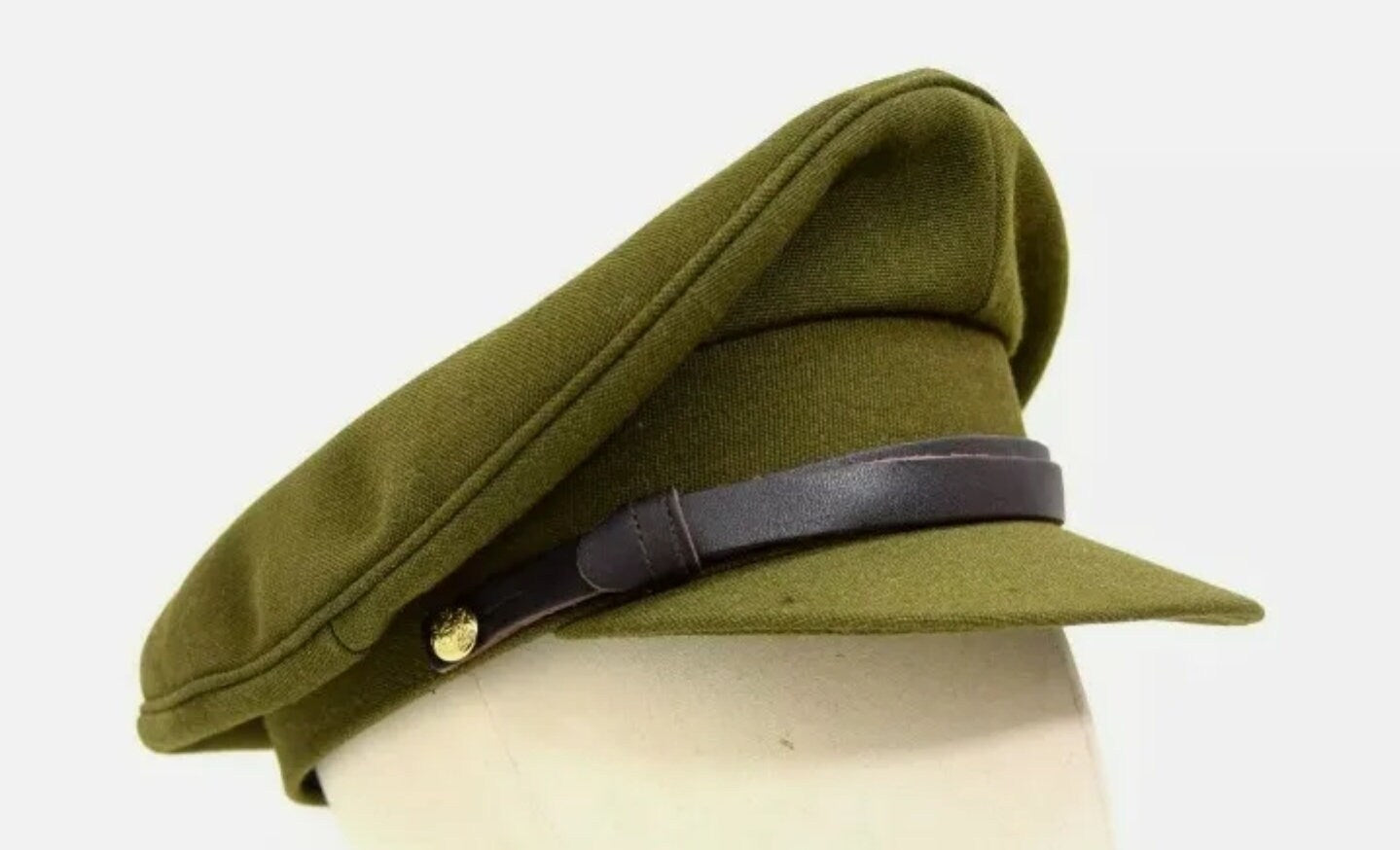 British Army 1940's Khaki Peak Cap WWII Officers Style Dress Uniform Hat WW2